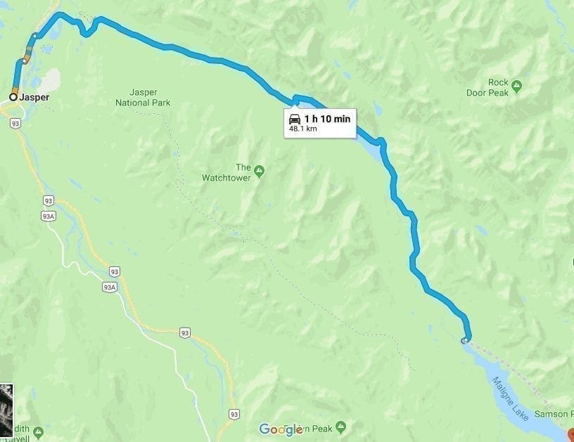 drive from Jasper to Maligne Lake.