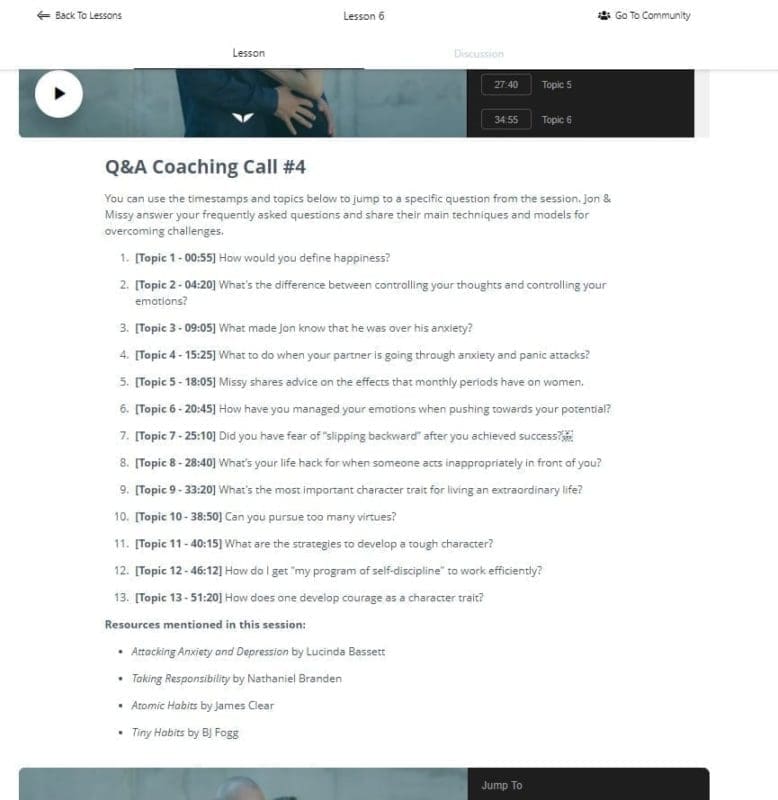 Screenshot of Q&A Coaching Call from Lifebook
