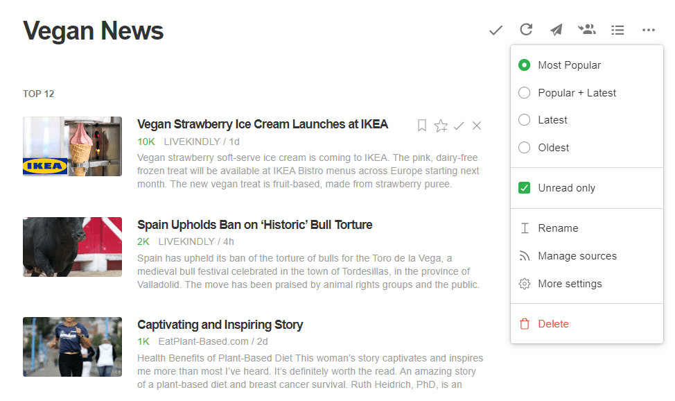 Most popular vegan news feedly