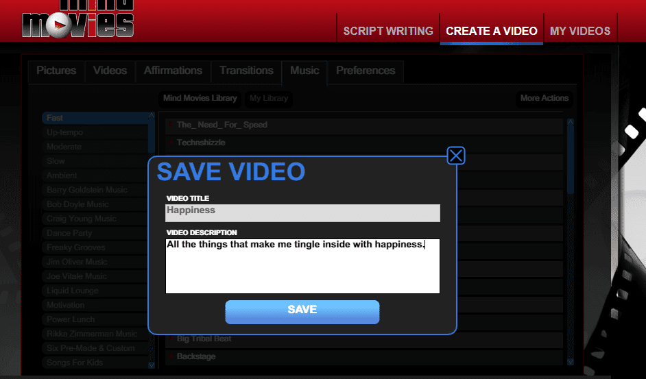 mind movies screenshot save video