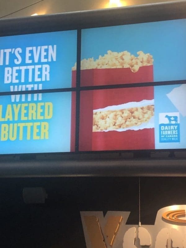 Dairy in Cineplex Movie Popcorn