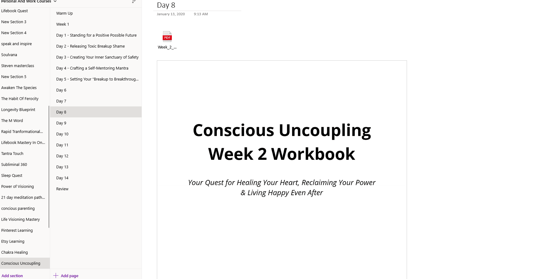 workbook Conscious Uncoupling In OneNote