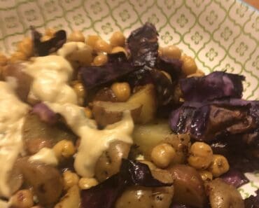 Vegan Sheet Pan Dinner With Chickpeas, Cabbage, Potatoes, & Gravy