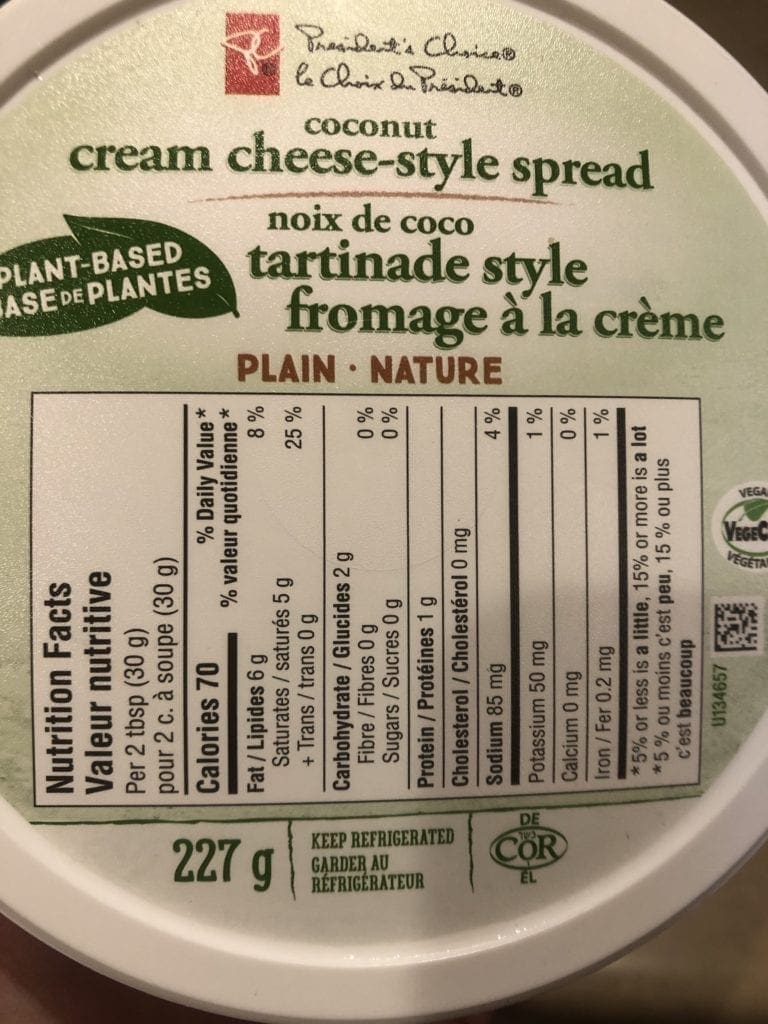 presidents choice cream cheese plant based