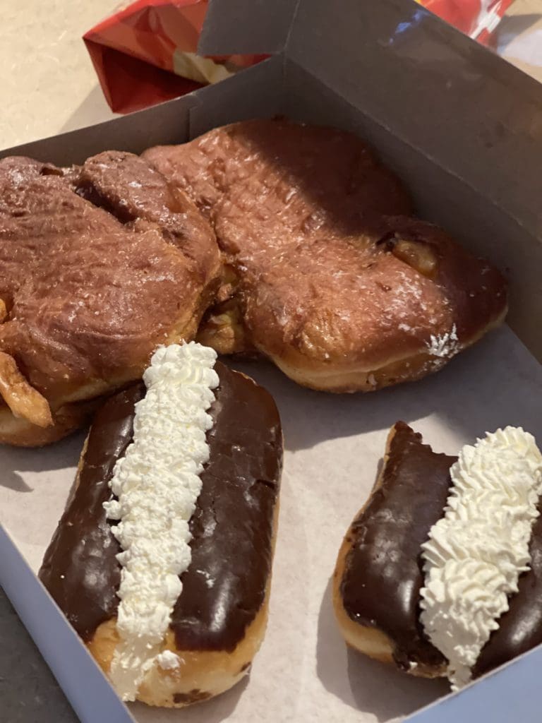 vegan eclairs and fritter